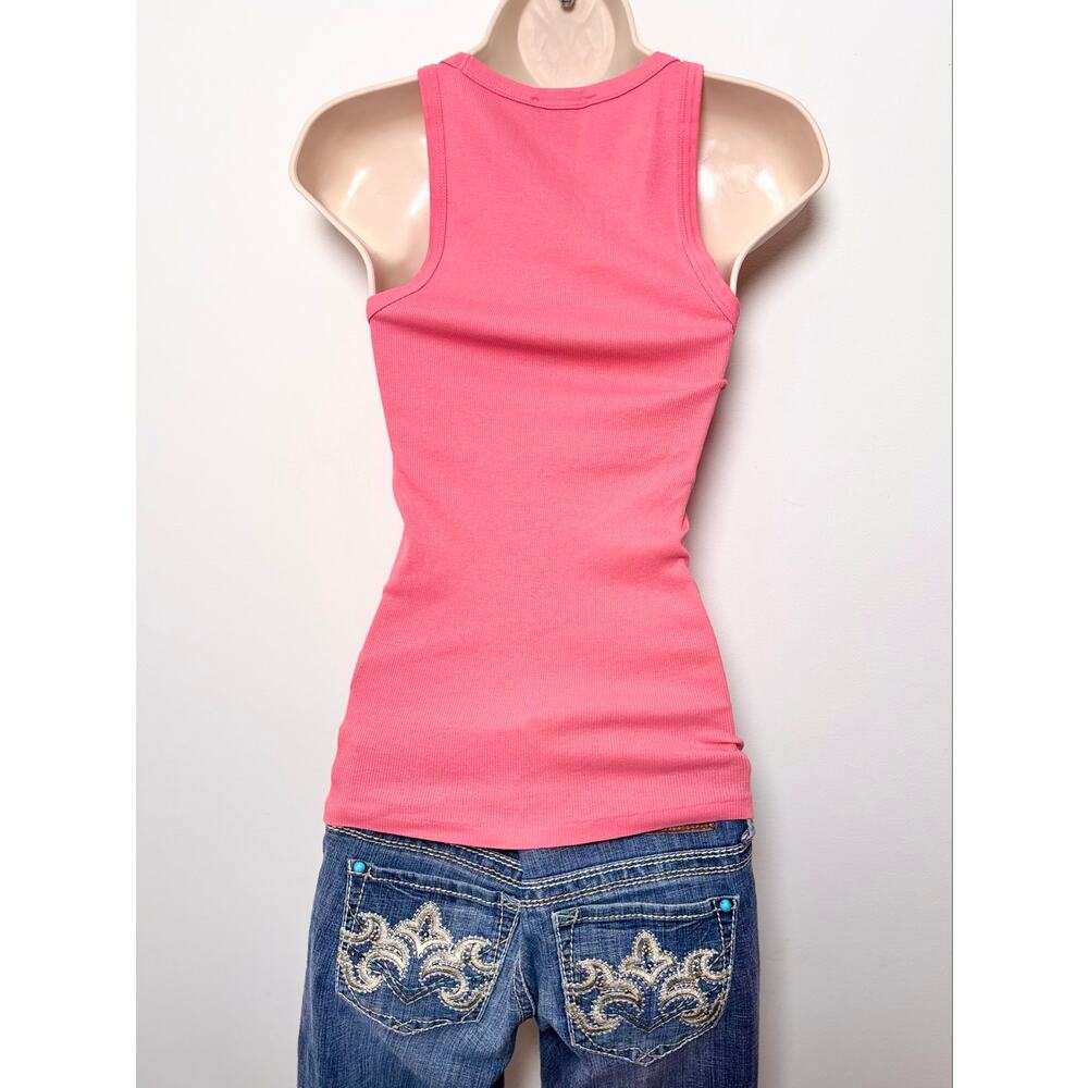 Ralph Lauren Coral Pink Fitted Baby Tank Top Yellow Embroidered Polo Logo - Picture 4 of 5